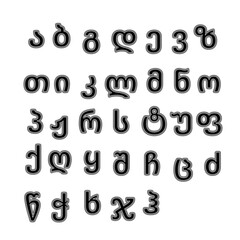 georgian sakartvelo mkhedruli alphabet with outline logo icon isolated on white background. vector illustration.