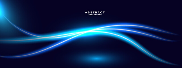 Abstract flowing neon wave on dark background. 