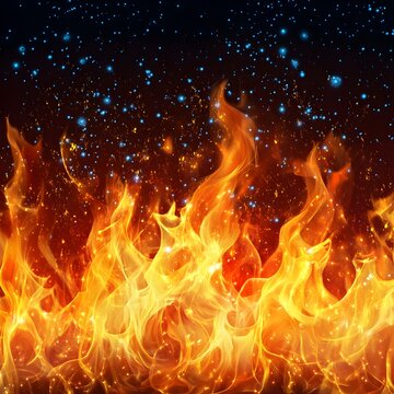 Dramatic Fiery Blaze Engulfing the Starry Night Sky in an Apocalyptic Cosmic Scene