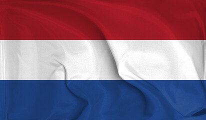 An up close view of Netherlands flag flying textures