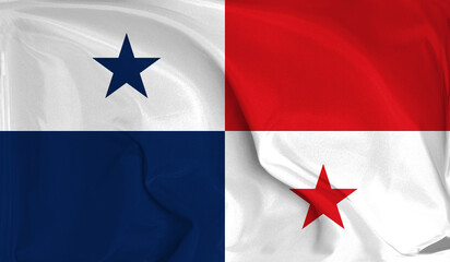 An up close view of Panama flag flying textures