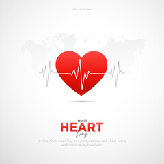 World Heart Day concept illustrate with heart and pulse to become aware of heart health. Important day on 29 September.