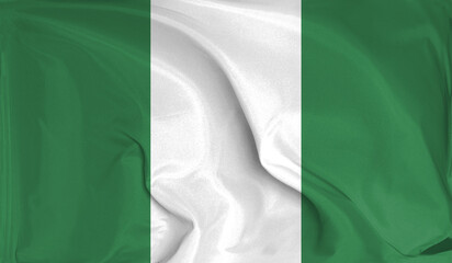 Obraz premium An up close view of Nigeria flag flying textures