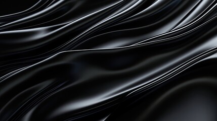 Abstract Black Fabric with Smooth Waves and Soft Light Reflections