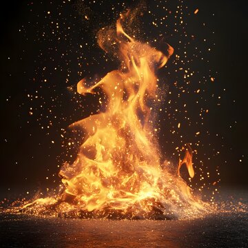 Dynamic Fiery Blaze with Intense Spark and Crackle of Combustion