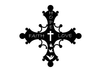 christian cross set vector and illustration isolated on white background for icon decoration object element tattoo