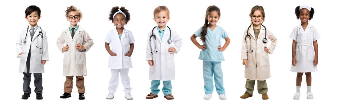 doctor and nuse kid png cut out element set