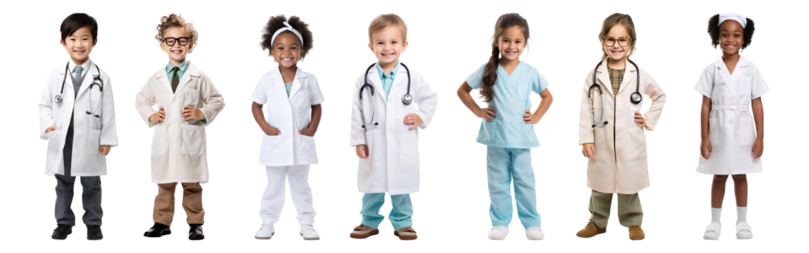doctor and nuse kid png cut out element set