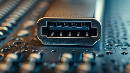 Close-up of a USB-C Port on a Circuit Board.