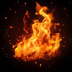 and Dramatic Fiery Blaze with Glowing Embers and Bursting Flames