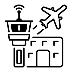 An outline style icon of control tower 