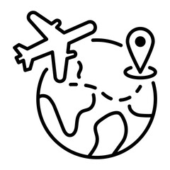 Obraz premium Flight route icon in line style