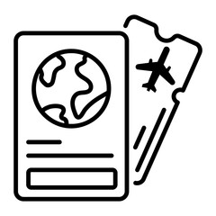 A linear style icon of boarding pass 