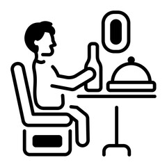 An outline style icon of inflight meal 