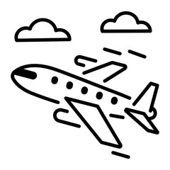 Airplane icon in linear style