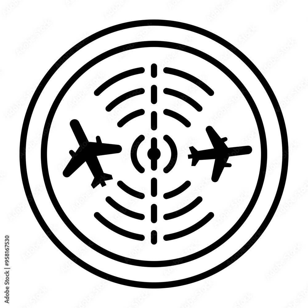 Sticker an outline style icon of flight radar