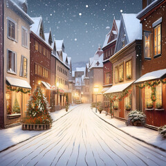 눈이 펑펑 내리는 길거리