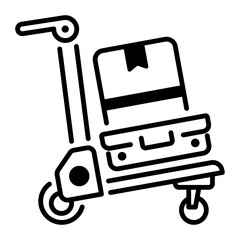 Luggage trolley icon in line style