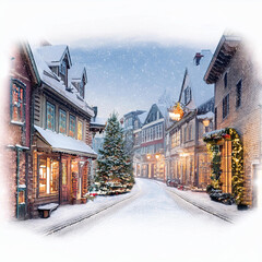 눈이 펑펑 내리는 길거리