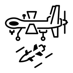 Military drone icon in linear style