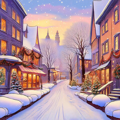 눈이 펑펑 내리는 길거리