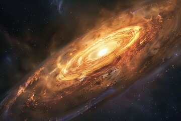 Obraz premium Fiery Spiral Galaxy in Deep Space