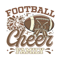Fototapeta premium American football cheer family bow design, cheer football family sayings