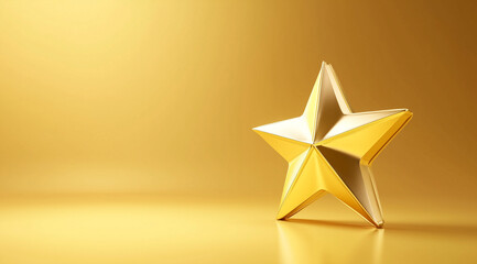 Obraz premium Shining Golden Winner Star of Victory and Achievement with Copy Space.