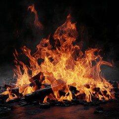 Raging Flames of Fiery Inferno Isolate Nature s Primal Power and Intensity