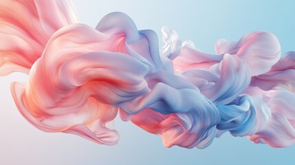 Abstract Swirling Fabric in Pastel Pink and Blue Hues