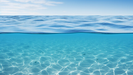 Seascape, calm blue ocean with reflection of sunlight