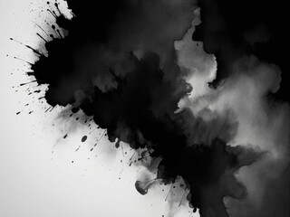 Obraz premium Black ink texture in black wall with brush strokes background
