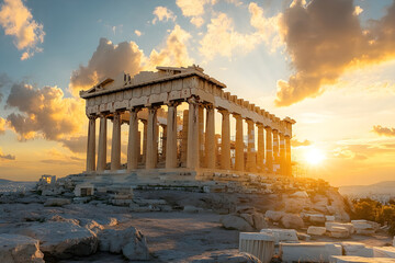Obraz premium Acropolis of Athens Sunset Golden Hour Greece