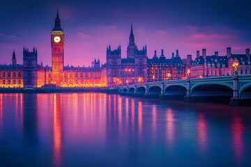 London  England   Big Ben   Houses of Parliament at Sunset