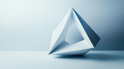 Abstract Geometric Shape with Negative Space in Blue Tones