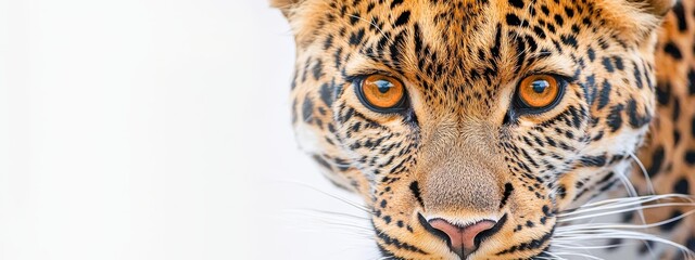 Obraz premium A tight shot of a Cheetah's face, adorned with orange and black spots