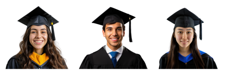 Graduation portrait students png cut out element set