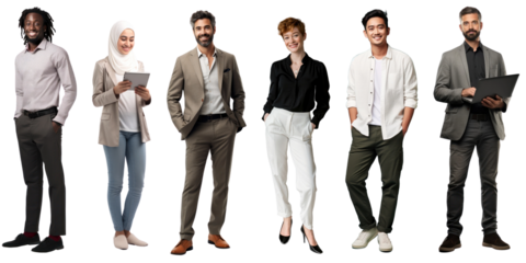 Diverse business people full body png cut out element set