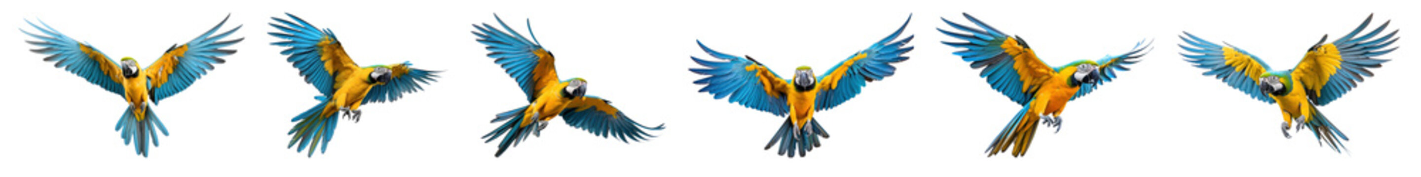 Flying parrot bird png cut out element set