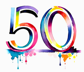 Obraz premium number fifty multicolor ornament