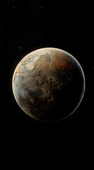 Fototapeta premium A lone planet slowly rotating, its surface barely visible.