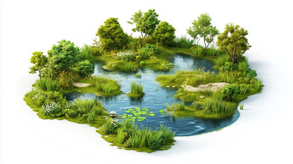 Green environment with ponds