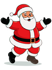 Holiday symbol. Colorful cute dancing Santa icon. on white background. Design element for poster, banner, flyer, greeting card decoration. Vector illustration
