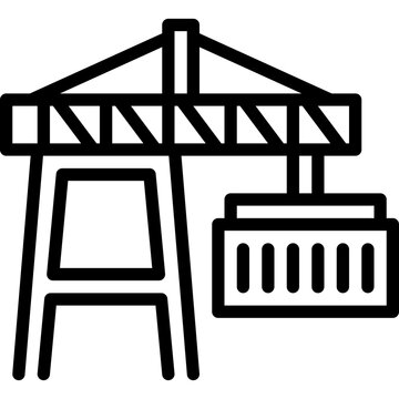 recommend clip art: crane container on port outline icon
