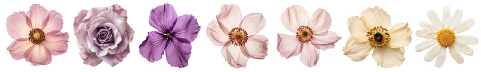 Pressed flower png cut out element set