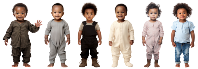 Diverse toddler full body png cut out element set