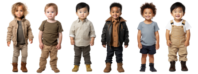 Diverse toddler full body png cut out element set