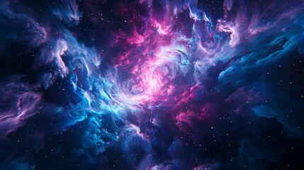 Swirling Nebula with Pink and Blue Clouds and Stars