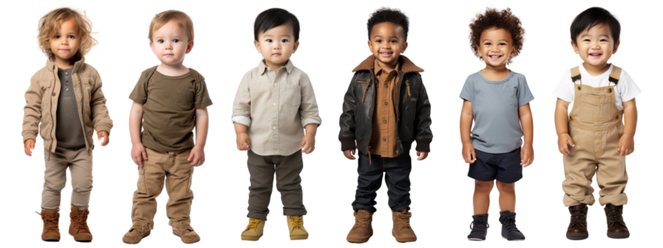 Diverse toddler full body png cut out element set