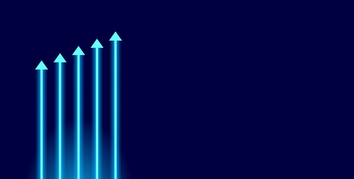 Abstract blue glowing arrow technology background graphic.
Blue circular arrows illustration pointing upward or moving up showing growth